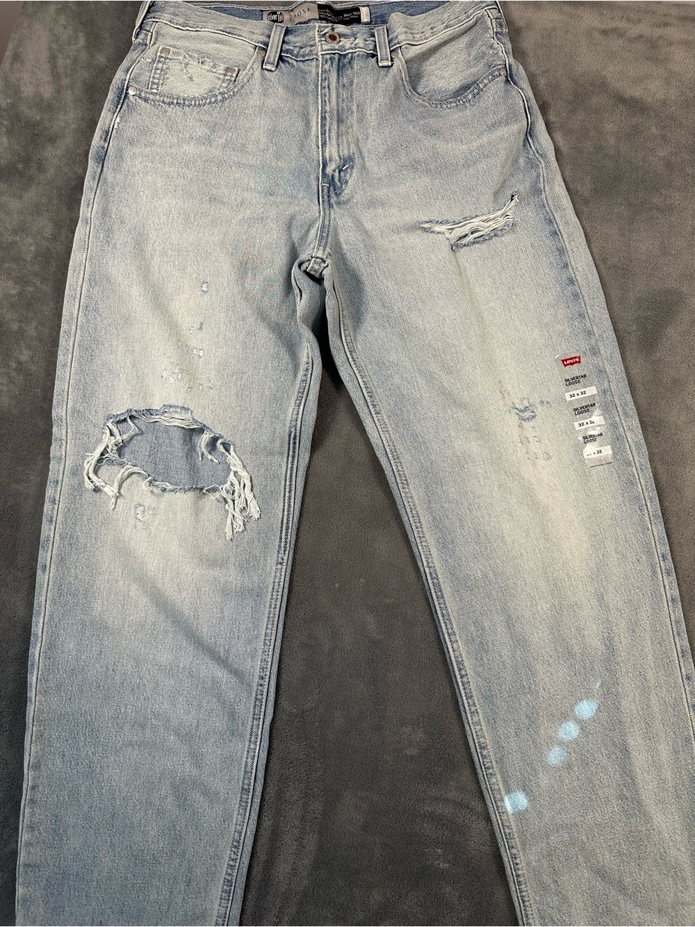 Levi's Silver Tab Light Blue Distressed Loose Fit Jeans